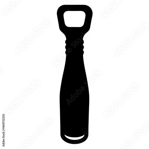 black silhouette bottle opener vector art illustration