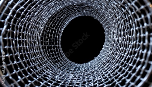 Obraz na płótnie Close-up View of Wire Mesh Design in Circular Shape Against Dark Background for Industrial and Artistic Applications w salonie