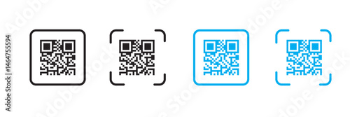 Barcode or qr code. Rectangle sticker with code for scanning.. QR code icon on white background.