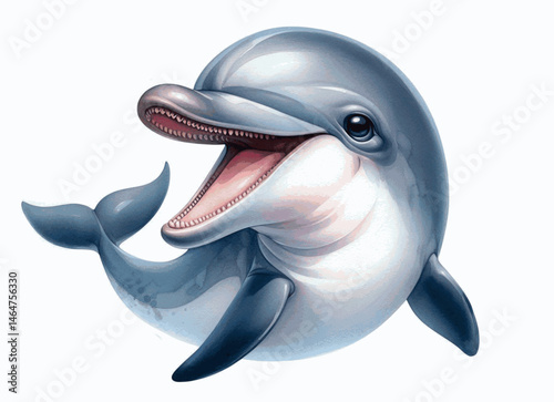 Chuckling Cetacean dolphin laughing happily isolated watercolor vector illustration svg