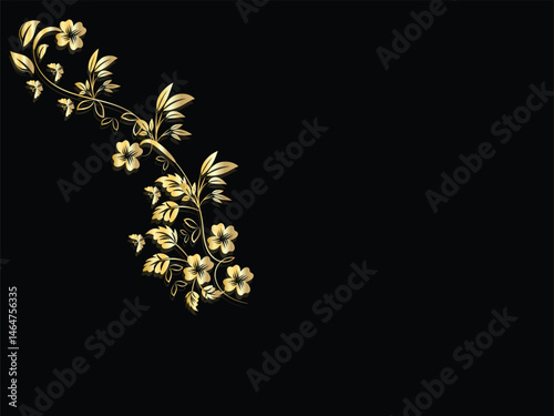 Elegant Golden Leaf Line Art Design Perfect for Logos Invitations and Nature Themed Projects