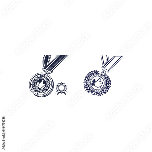 silver medal with ribbon