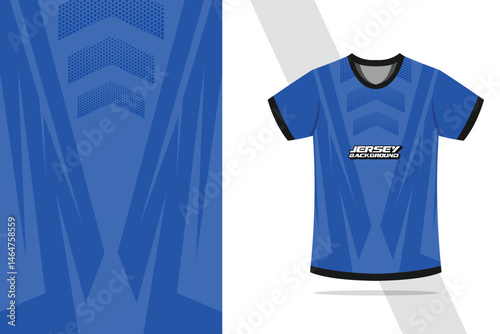 Sport jersey design template mockup curve and diamond line for racing, running, esports, in blue color combinations EPS 10
