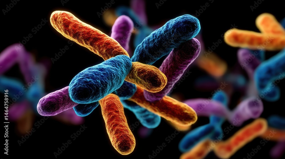 Antiphospholipid Antibody Syndrome Awareness Month Colorful bacteria render with vibrant microscopic details