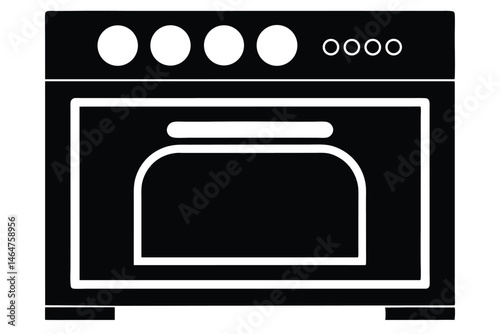 Simple black oven silhouette shows four burners and buttons at the top