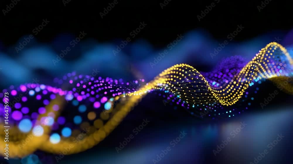 Vibrant digital wave, showcasing colorful light patterns on a dark background. Vibrant digital wave, showcasing colorful light patterns on a dark background.