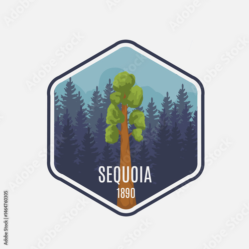 Silhouette of Sequoia National Park Perfect for Sticker, Apparel, etc