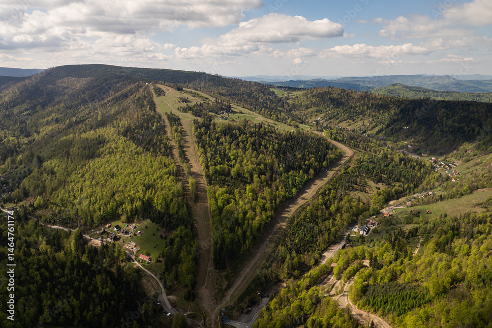 mountain landscape szczyrk - beautiful aerial panorama - silesia