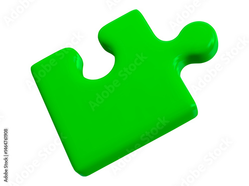 3d green jigsaw puzzle piece on isolated background. Stock vector illustration.