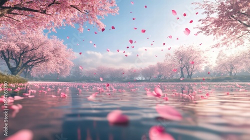 Spring blooms by the cherry blossom lake