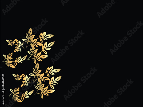 Elegant Golden Leaf Line Art Design Perfect for Fall Nature and Botanical Themes