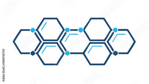 Blue hexagonal molecular structure pattern