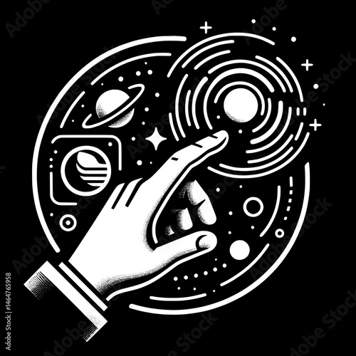 Black and White SVG of a Futuristic Touchscreen Interface