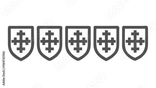 Row of medieval shields with black crosses