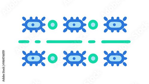 Virus pattern horizontal divider with green dots