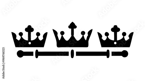 Three black crowns in linear arrangement