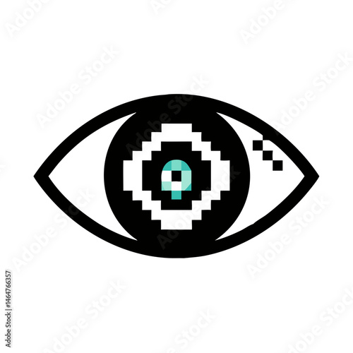 Eye icon with concentric pattern in stylized black and white