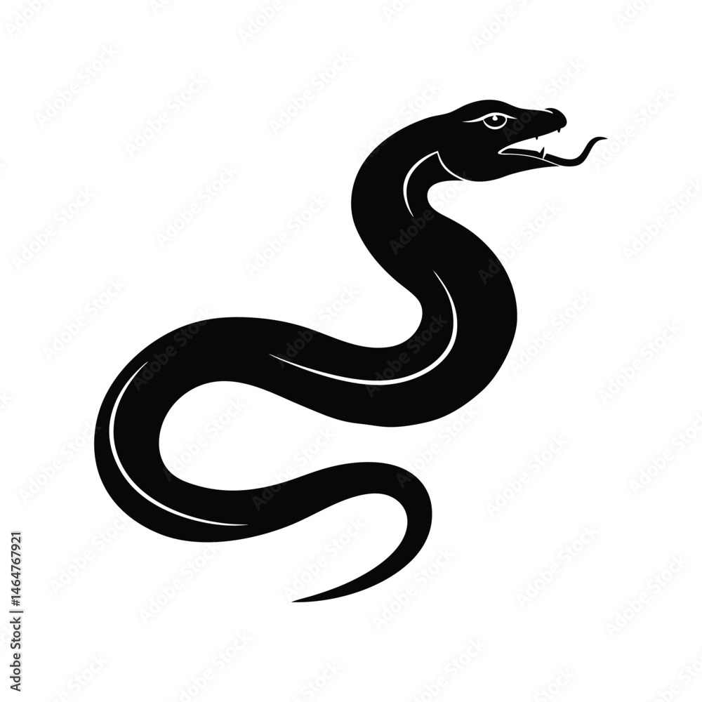 Leaping Snake Vector Silhouette Leaping Snake Vector Silhouette