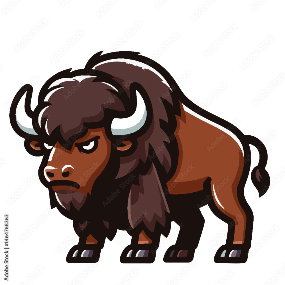 Fototapeta premium Bison Silhouette Vector Icon Illustration Isolated on White Background