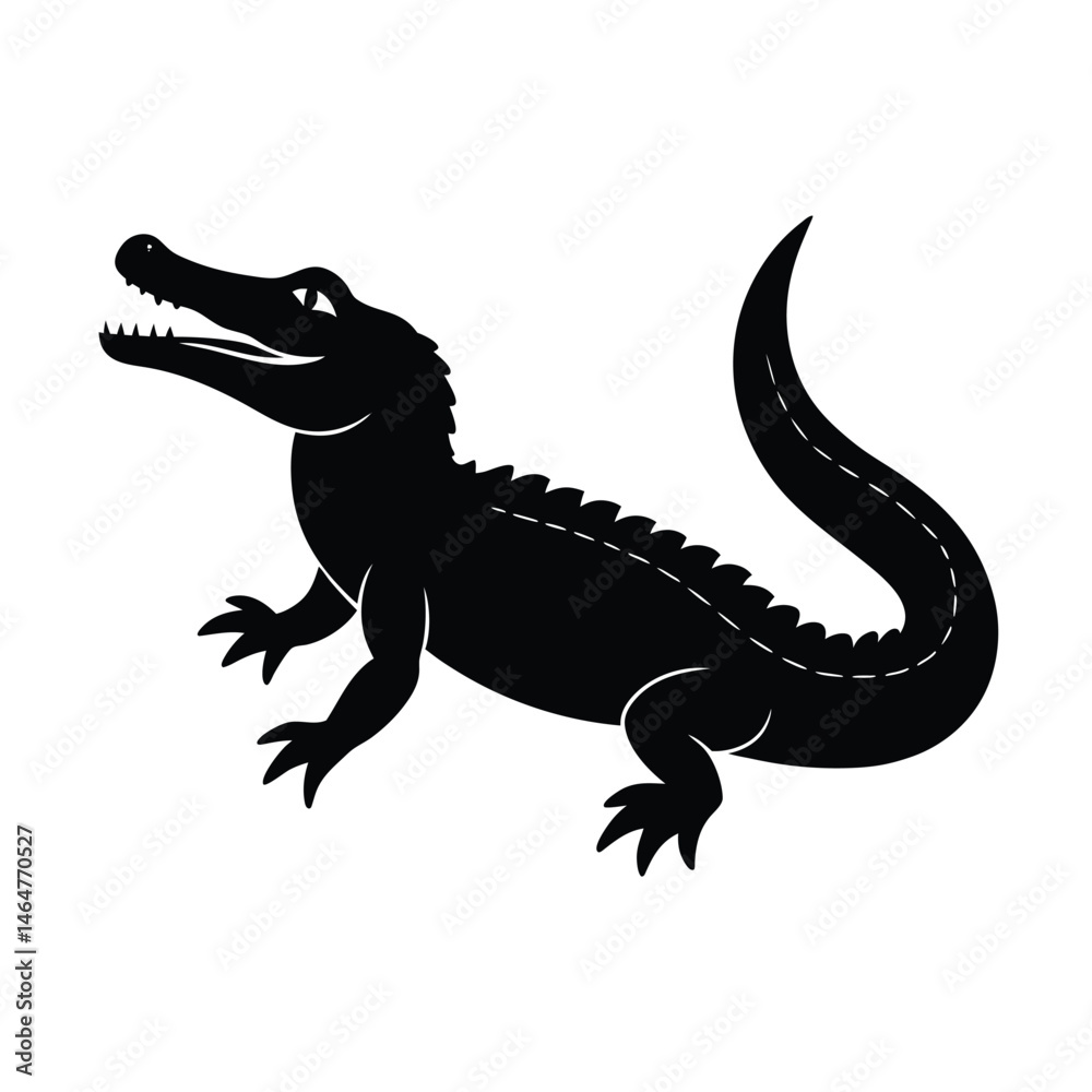 Fototapeta premium Standing Alligator Vector Silhouette