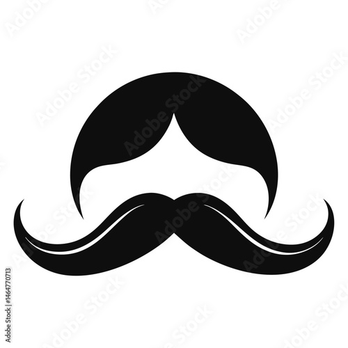 Bold mustache with a strong curve embodies classic masculinity on a white background