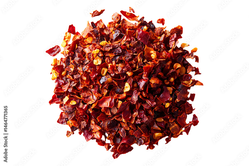 Naklejka premium chilli flakes isolated on transparent background.