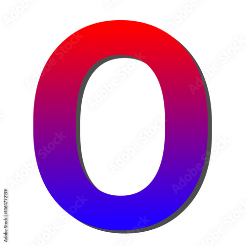 Vibrant Gradient Number Zero Red, Purple, and Blue Color Spectrum Design Element