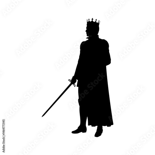 Young prince silhouette vector flat illustration design.