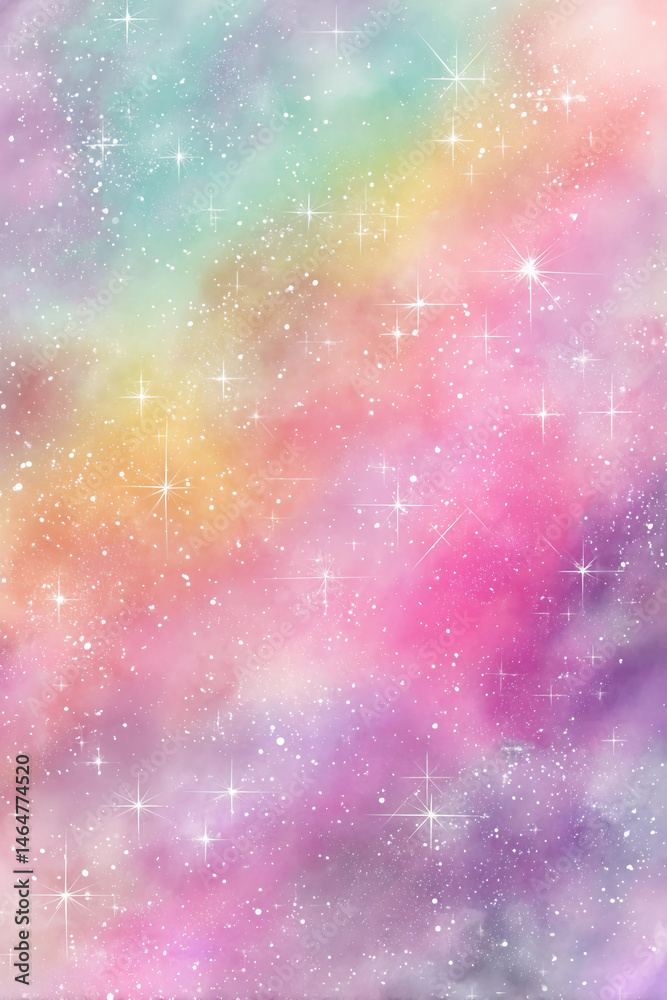 Fototapeta premium A colorful background with stars and a rainbow