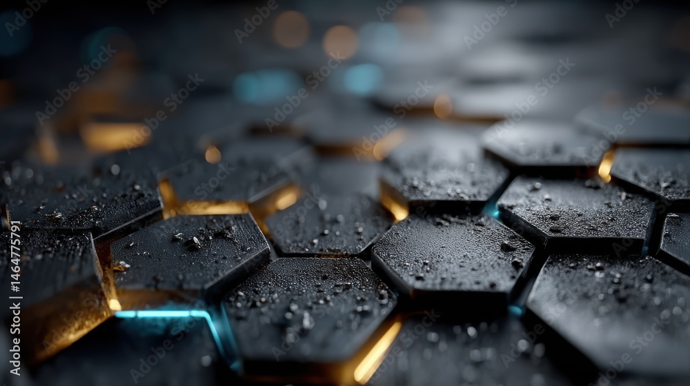 Abstract hexagon surface with metallic texture for digital design Abstract hexagon surface with metallic texture for digital design