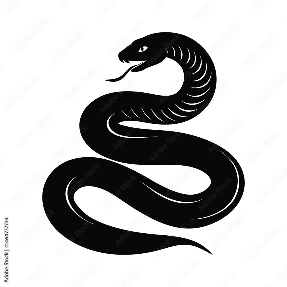 Obraz premium Coiled Adder Dynamic Vector Silhouette