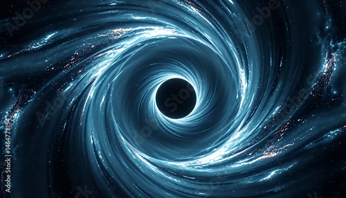 Dramatic Celestial Black Hole Swirling with Electric Blue Energy Isolated on Green Screen Background Perfect for Movie and Game Visual Effects From Eye Level Shot