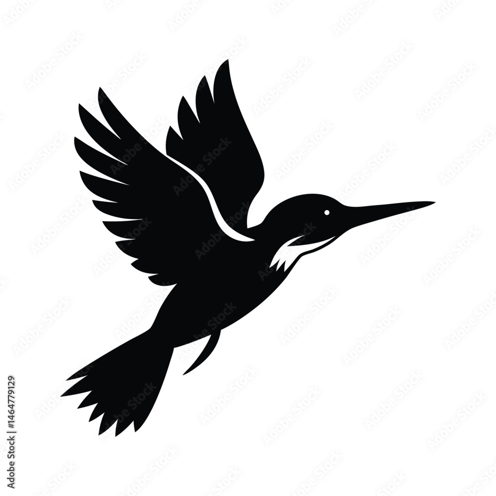 Fototapeta premium Diving Kingfisher Dynamic Vector Silhouette