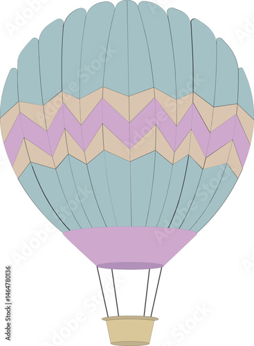 Hot air balloon. Vector flat illustration isolated on white background.
