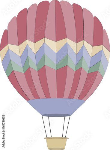 Hot air balloon. Vector flat illustration isolated on white background.