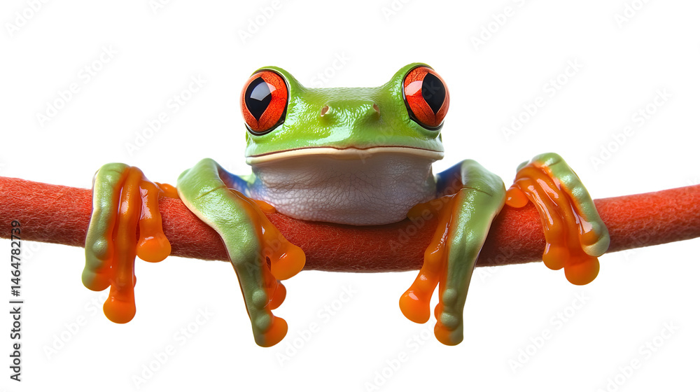 Fototapeta premium Vibrant Green Tree Frog Isolated on Transparent Background - Transparent