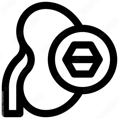 Kidney stones. Editable stroke vector icon.