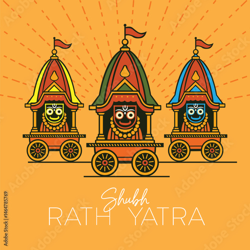 Traditional Indian Rath Yatra Poster Design – Lord Jagannath, Balabhadra, Subhadra