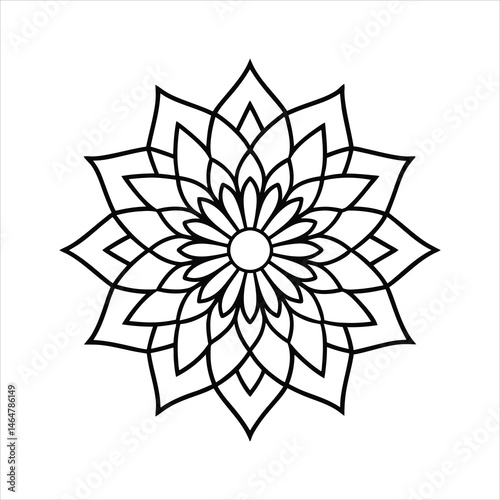 Black and White Mandala Design Vector Illustration.