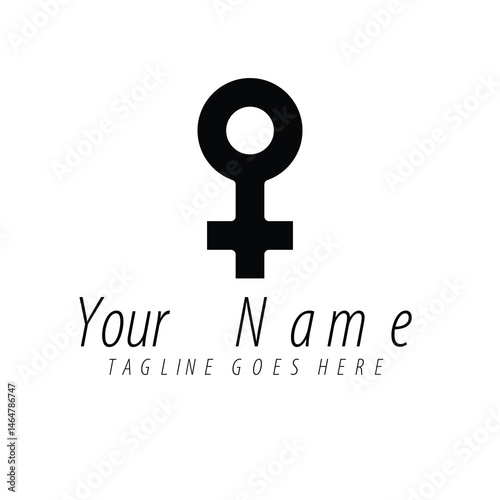 Minimalist Female Symbol Logo Design  Black and White Vector Graphic