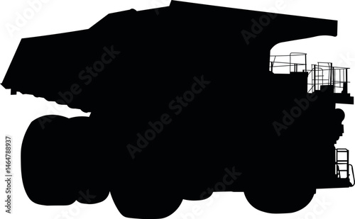 Silhouette of the largest dump truck on a white background