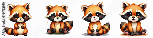 Cute watercolor vector illustration of kid raccoon doll isolated on clean background best for print sticker or clipart.