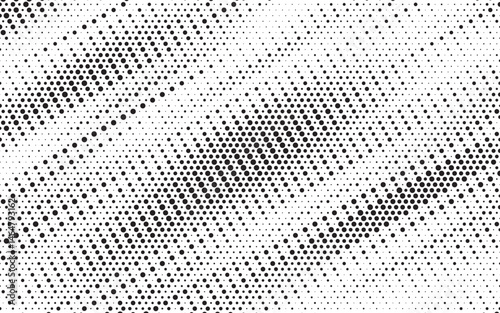 Black and white halftone triangles pattern. Abstract diagonal liner effect geometric gradient background. Vector illustration.