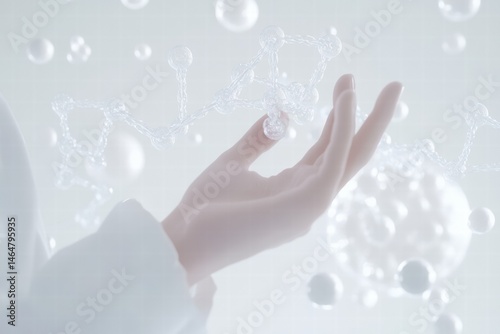 Drops of water on the palm of the hand