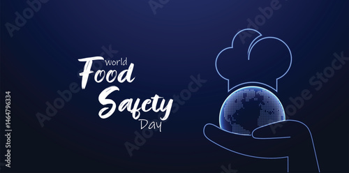 World Food Safety Day 7 June dotted world map in hand outline vector poster