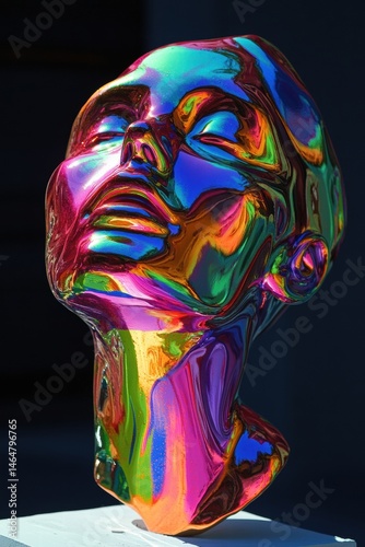 Colorful abstract portrait sculpture