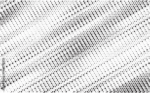 Grunge halftone gradient texture. Faded grit noise background. Sandy gritty wallpaper. Retro pixelated backdrop. Black and white anime or manga comic overlay. Vector graphic design textured halftone