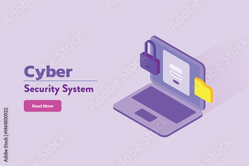 Laptop screen with a login page, Website security concept, Document and files safe with password protection.