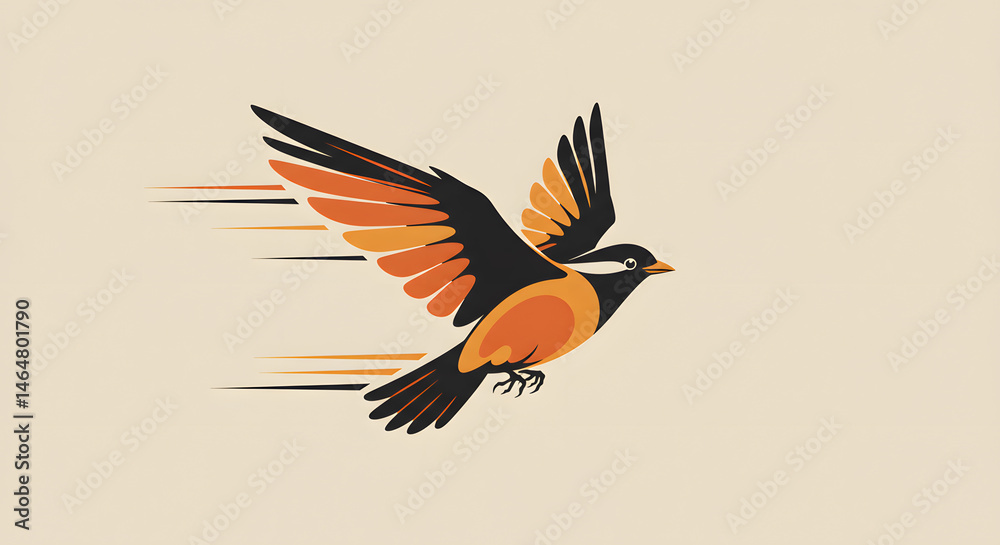 Fototapeta premium Bird in Flight Graphic Illustration