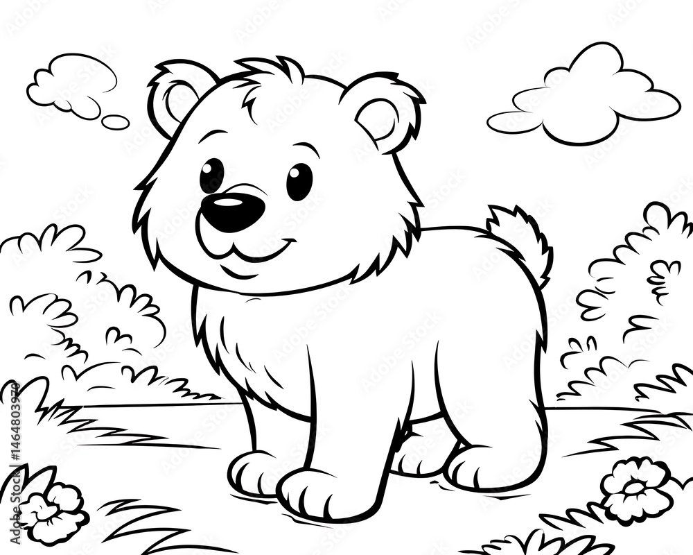 Obraz premium Cute bear cub coloring page
